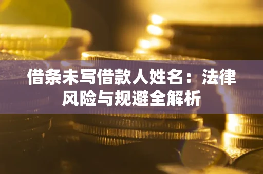 武汉借条未写借款人姓名：法律风险与规避全解析